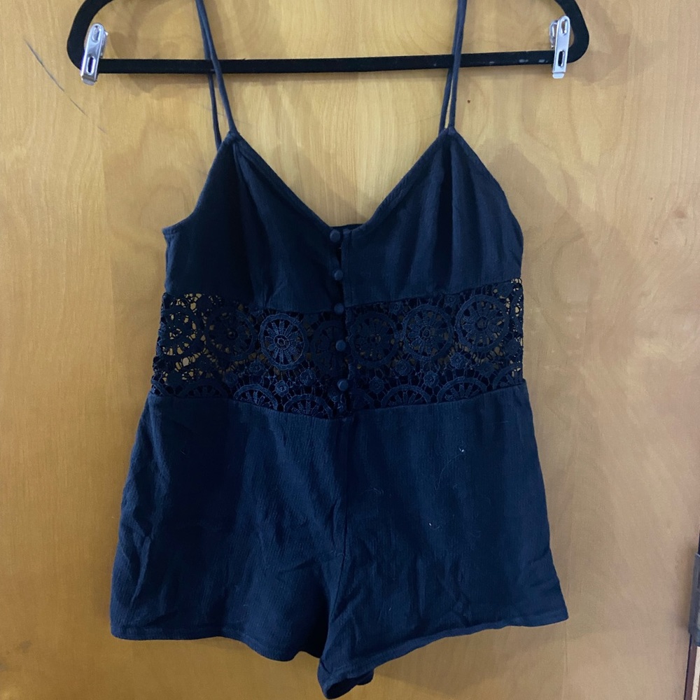 Urban Outfitters Black Lace Cutout Romper